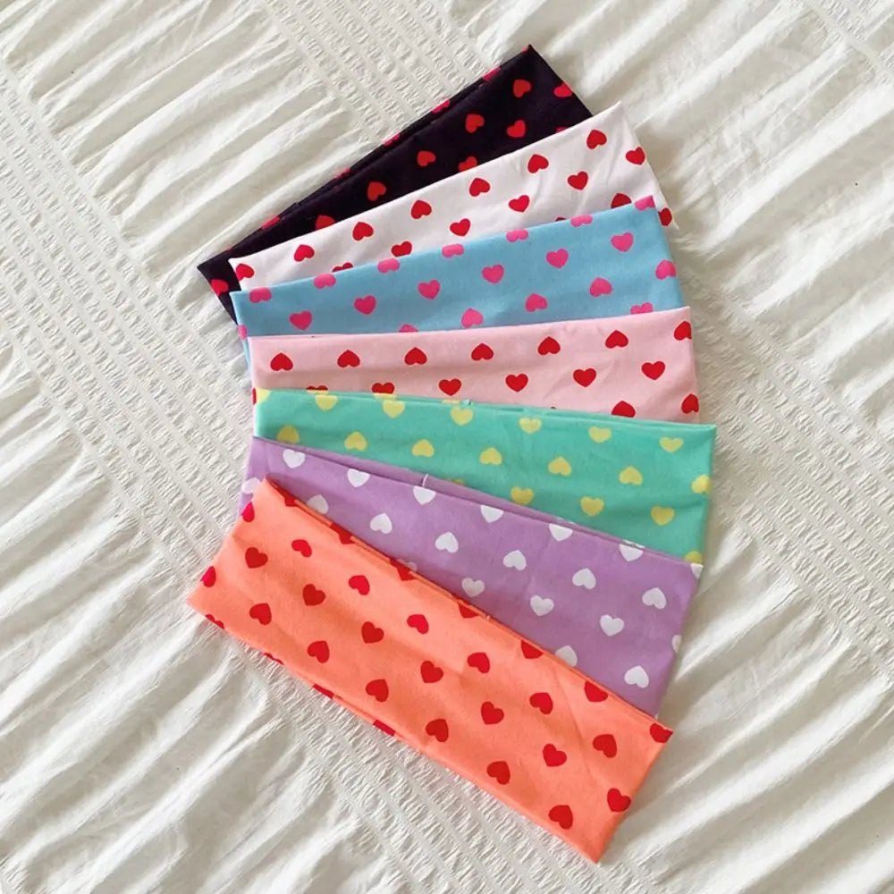 Fashion Y2K Polka Dot Headbands Elastic Love Print Wide Headbands Sweat-absorbent Sport Hairband Hair Accessories Zpaxo