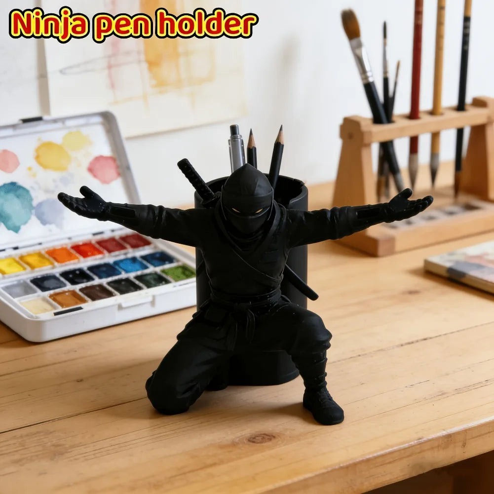 Creative Samurai Ninja Pen Holder Desktop Pencil Organizer Stand Zpaxo