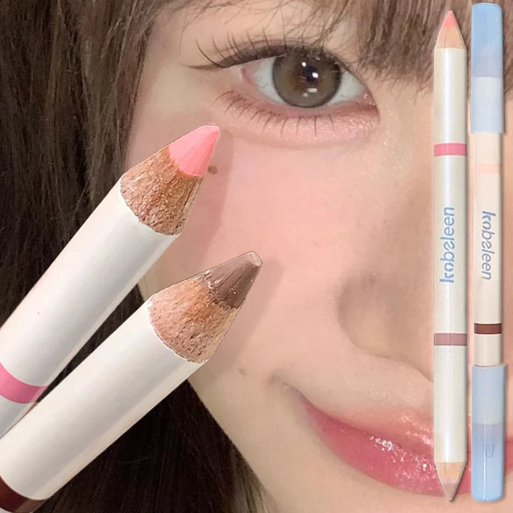Dual-Ended Aegyosal & Highlighter Pencil Nude Pink Brighten Waterproof Lying Silkworm Pencil for Under Eye Shadow Makeup ﻿Stick Zpaxo