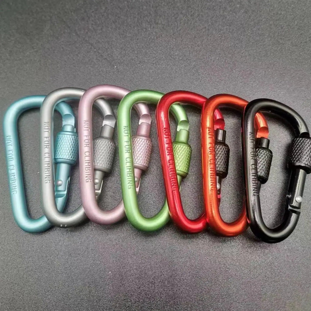 D-shape Carabiner Aluminium Alloy Sports Keychain Multi Colors with Lock D-shape Carabiner Camping Hiking Hook Outdoor Tool Zpaxo