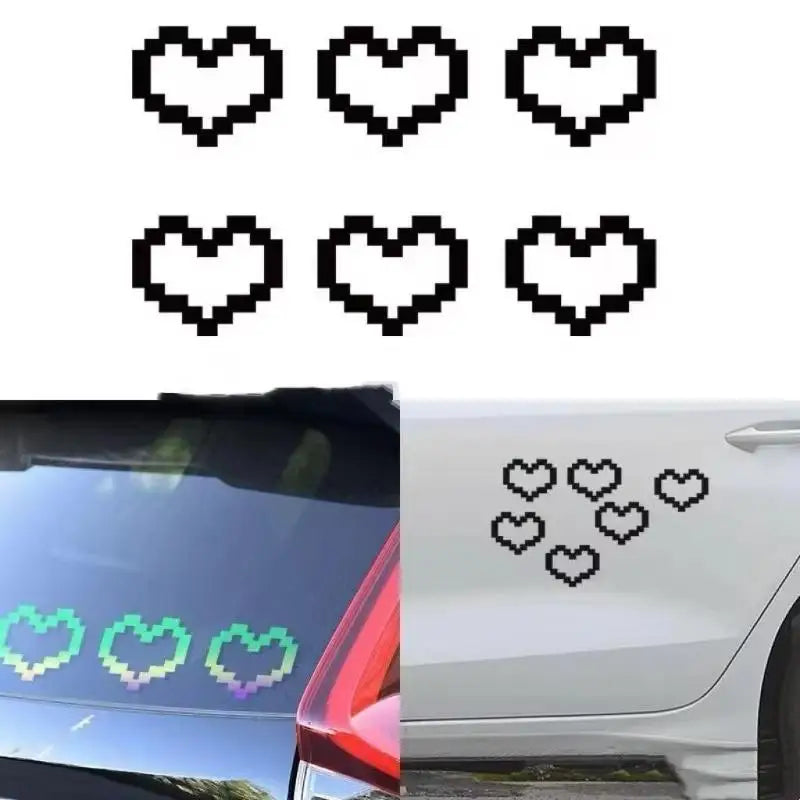 Mosaic Pixel Heart Car Sticker – Waterproof Headlight Decal