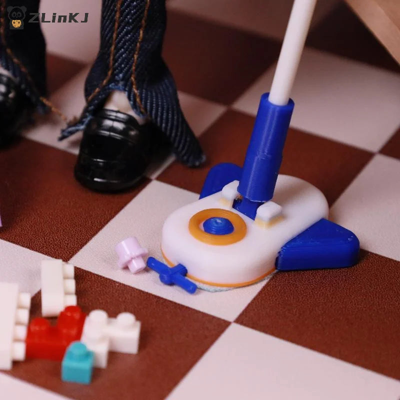 ▶1Pcs Miniature Dollhouse And Dustpan/ Aircraft Mop Simulation Model For Doll Accessories DIY Decoration Zpaxo