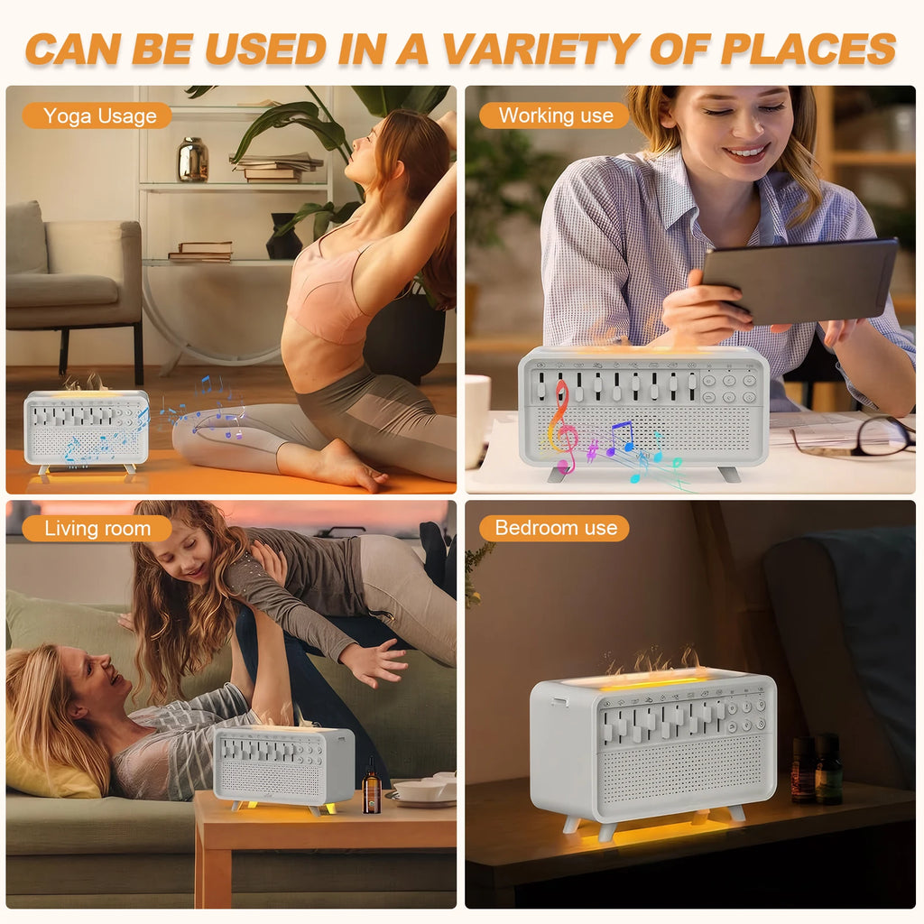 LED Timer Essential Oils Humidifier White Noise Speaker with 8 Nature Sounds Sleep Sound Machine for Room Bedside Night Light Zpaxo