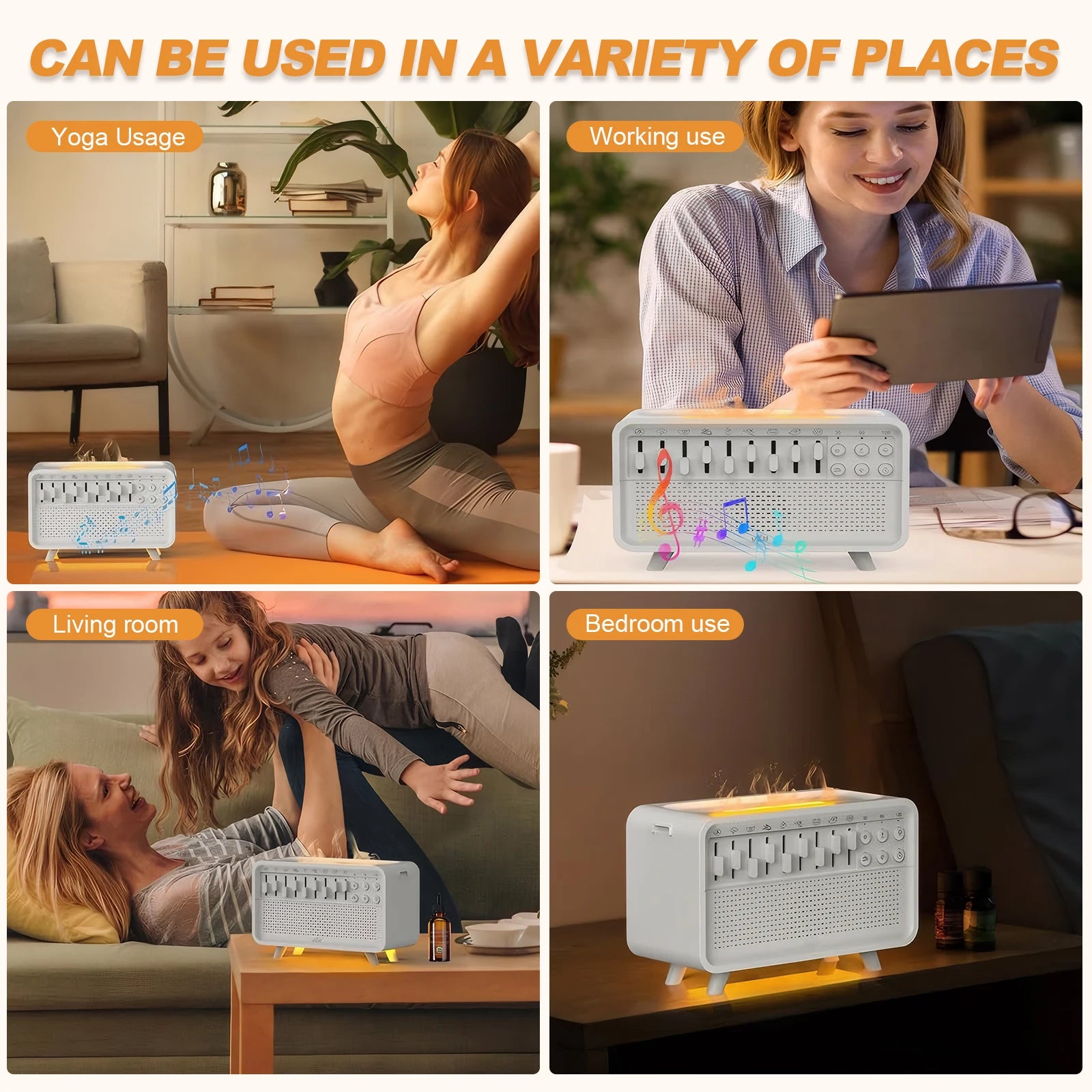 LED Timer Essential Oils Humidifier White Noise Speaker with 8 Nature Sounds Sleep Sound Machine for Room Bedside Night Light Zpaxo