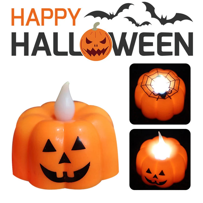 Halloween Pumpkin LED Candle Holder Indoor Outdoor Spooky Glow