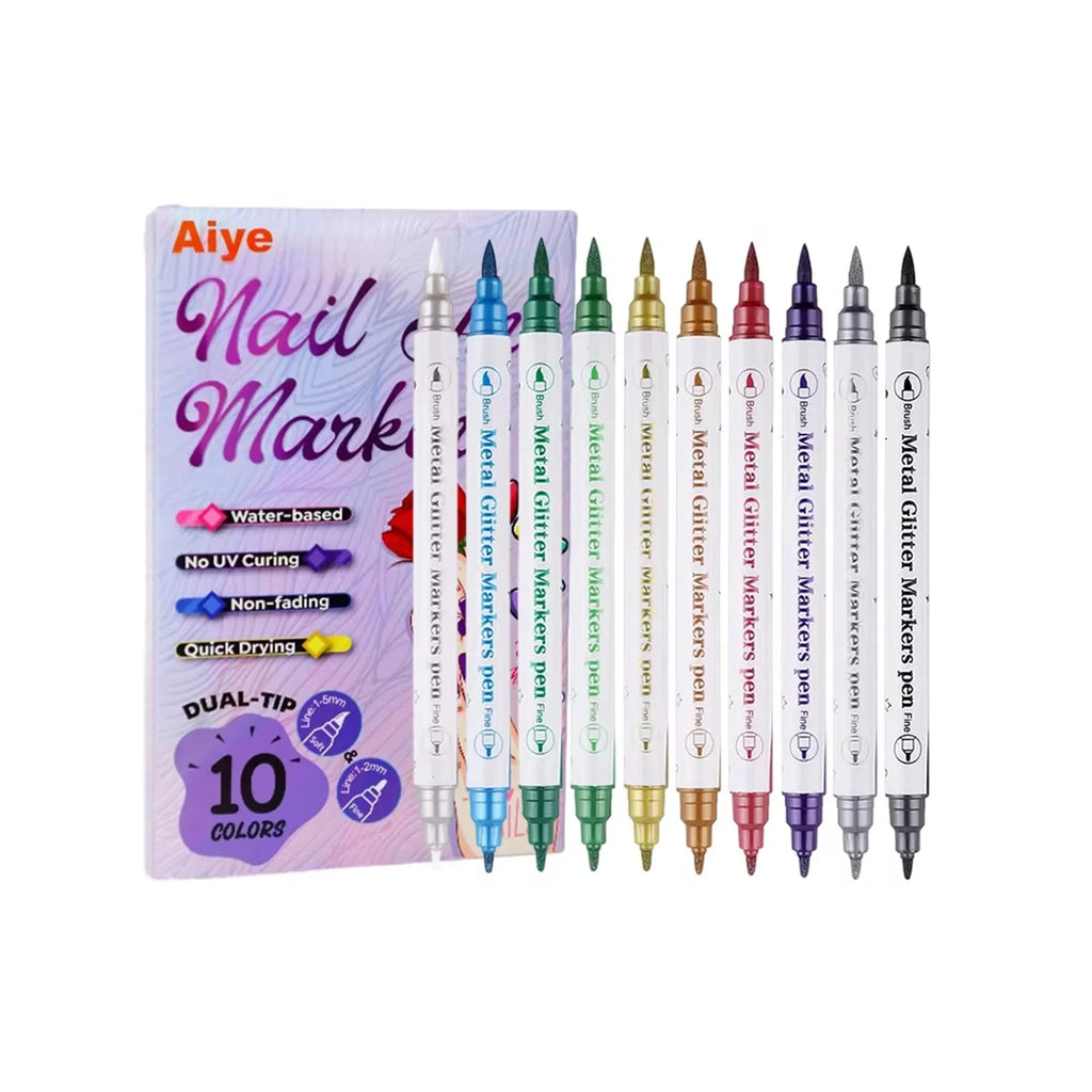 10-Piece Nail Art Pen Set – Waterproof Acrylic Liner Pens Nail Art Pen Set Zpaxo 1 Set