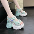 Fashion Summer Women Platform Sandals Wedges Thick Bottom Casual Mesh Zpaxo green 34 China Mainland