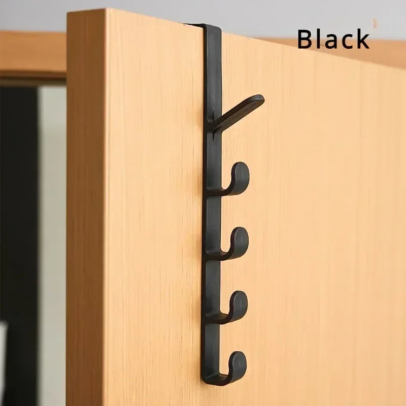 1pc Long Row Of Hooks Behind The Door, Bag Rack Ins Dormitory Storage Hanger, Wall-mounted Storage Rack, Hat Organizer Zpaxo Black