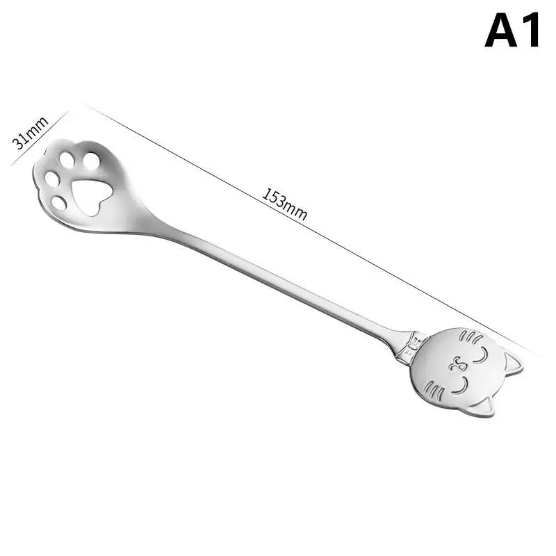 Cute Cat Paw Teaspoon 304 Stainless Steel Coffee Spoon Ice Cream