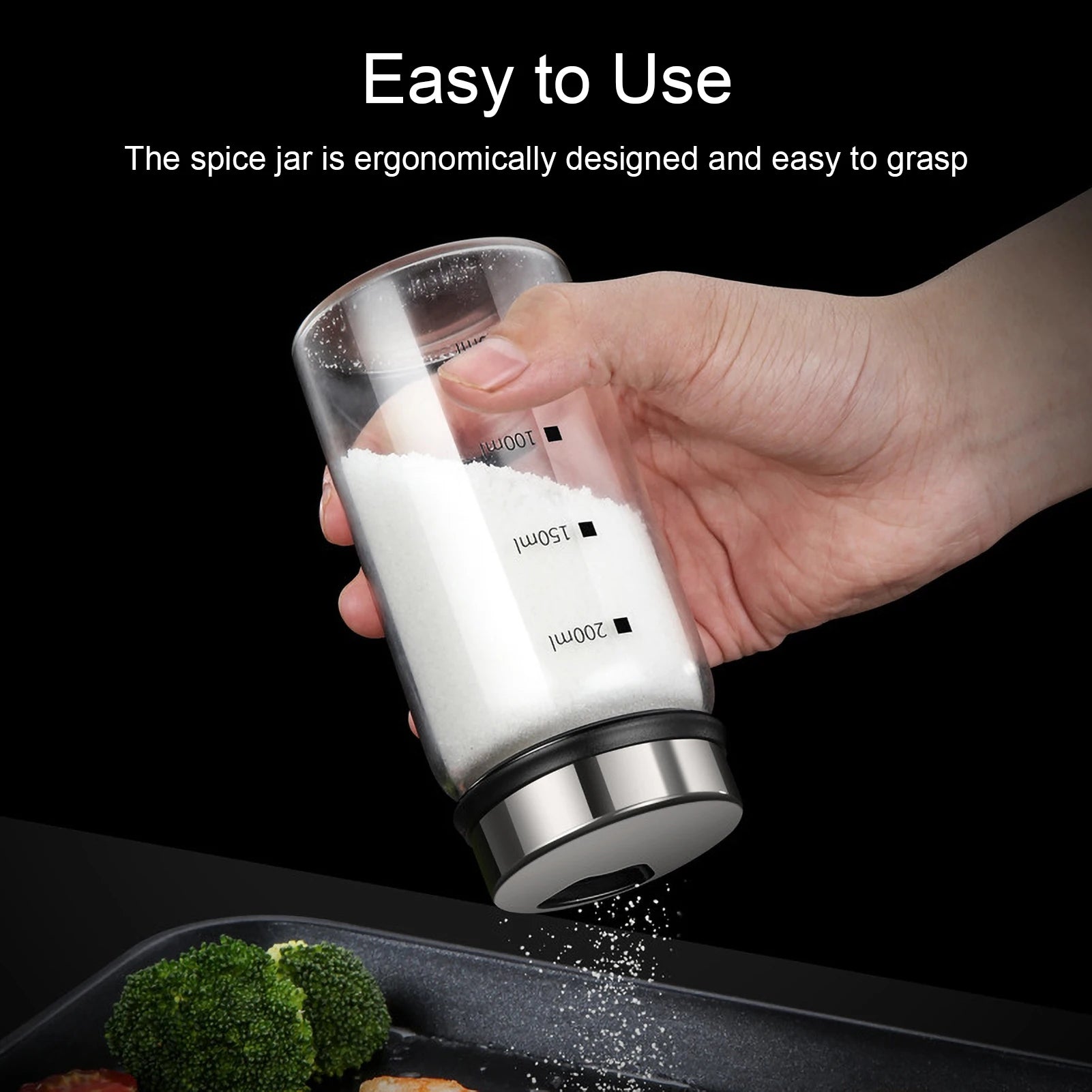 150mL 200mL 300mL Glass Seasoning Jar Spice Jars Kitchen Chili Pepper Powder Sprinkling Jar Barbecue Salt Shaker Container Zpaxo