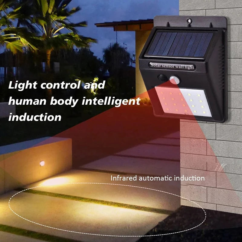 Solar Motion Sensor Wall Light – 20–30 LED Waterproof Outdoor