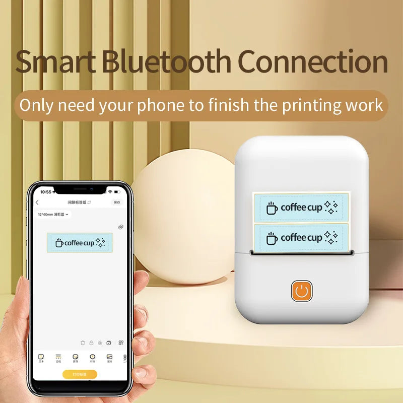 Portable Mini Thermal Label Printer HD Bluetooth 203dpi Photo Label Memo Printing For Student Home Office For Mobile Phone Zpaxo