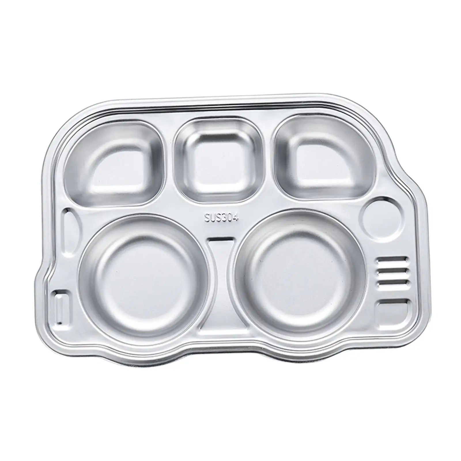 Kids Stainless Steel Divided Meal Tray | Unbreakable Compartment Plate Kids Divided Plate Zpaxo Bus