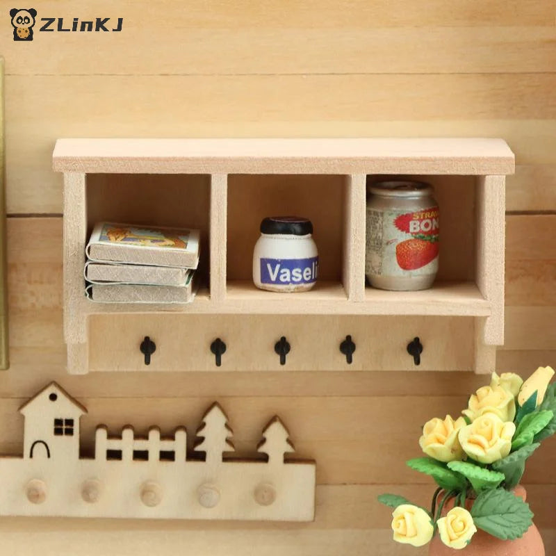 ▶1/12 Dollhouse Simulation Mini Wall Shelf Hanging Rack Model Dollhouse Living Furniture Decoration Dolls House Accessories Zpaxo