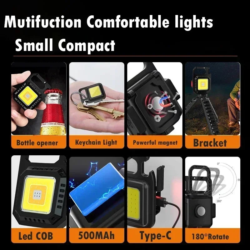 30-Pack Mini COB LED Keychain Flashlight – USB-C Rechargeable