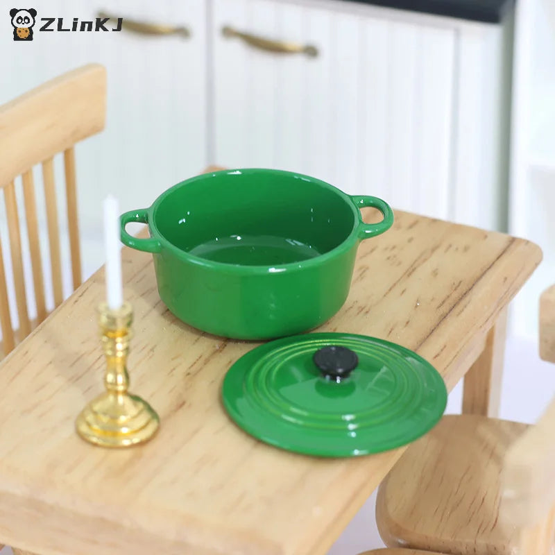 ▶1PCS Mini Pot Boiler Pan With Lid Kettle Dollhouse Miniature Cooking Ware Play Kitchen Toy Doll House Accessories Zpaxo