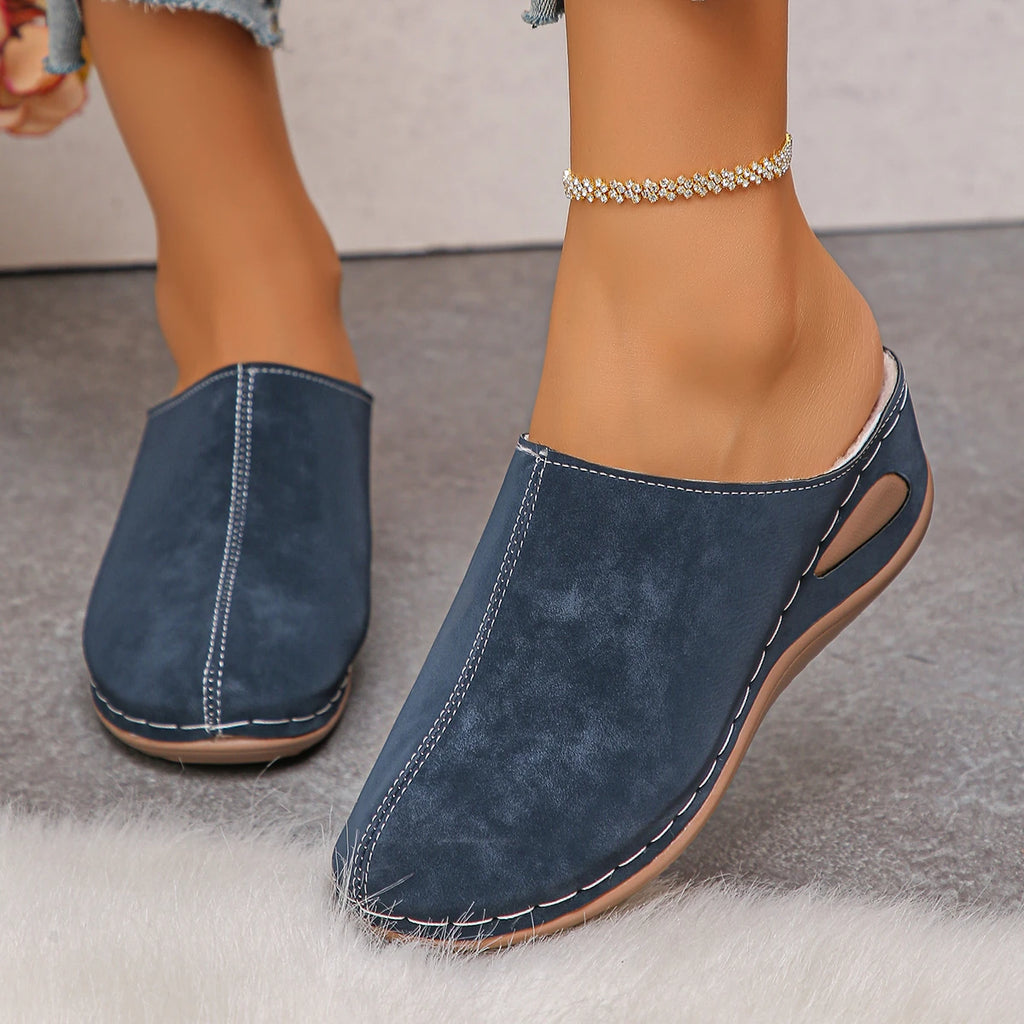 Women Slippers Large Fashionable Sandals Round Toe Slip-on Platform Zpaxo
