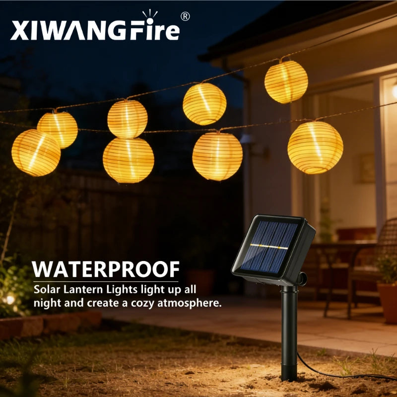 Solar Lantern String Lights Waterproof Outdoor LED Garland Fairy Light Patio Garden Decoration Light for Christmas Wedding Party Zpaxo