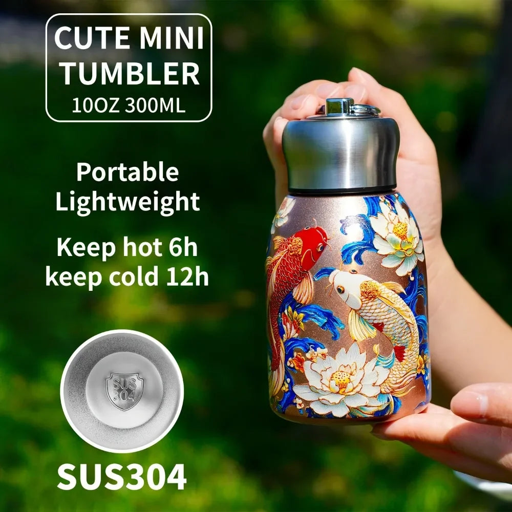 Stainless Steel Insulated Water Bottle Mini Vacuum Cup Vibrant Floral