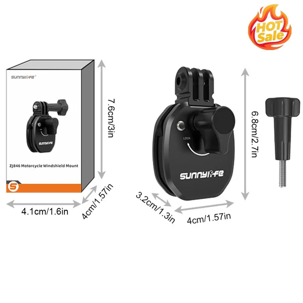 Motorcycle Windshield Clip Aluminum Alloy Mount Motorbike Windscreen Clamp Mount Bike Windshield Camera Clip for DJI Action 4 Zpaxo
