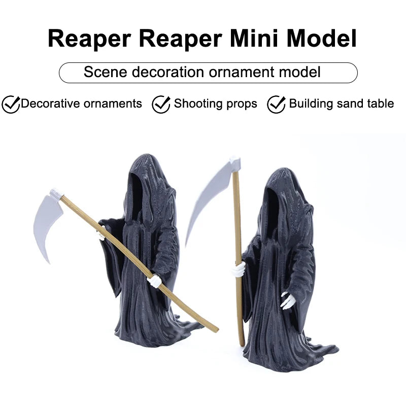 1Pcs Black Grim Reaper Statue Mini Devil Figurine Dollhouse Halloween Thrilling Robe Nightcrawler Ornament Micro Landscape Decor Zpaxo