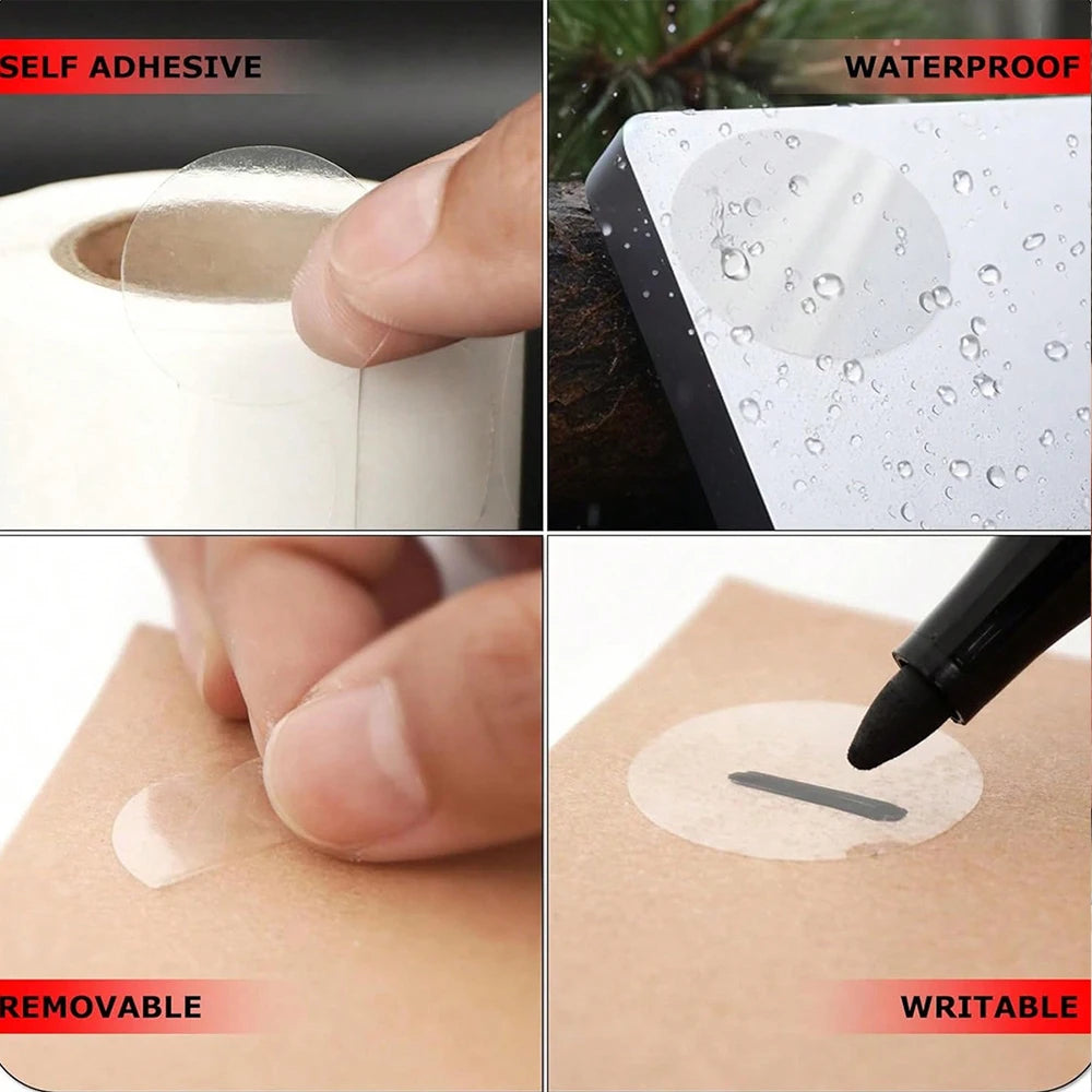 500Pcs/Roll 1 Inch Round Dot Sealing Stickers Transparent Gift Packaging Envelope Sealer Retail Package Labels Self Adhesive Zpaxo