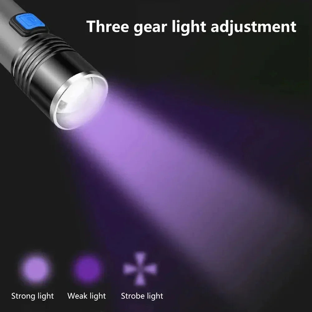 395nm UV Blacklight Flashlight – Zoomable USB Rechargeable
