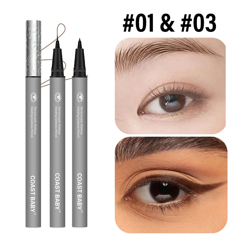 1/2PCS Long Lasting Sweatproof Waterproof Liquid Eyebrow Pencil Fine EyeLiner Pen Eyebrow Enhancers Eyebrow Brush Makeup Zpaxo 01 Add 03-2Pc