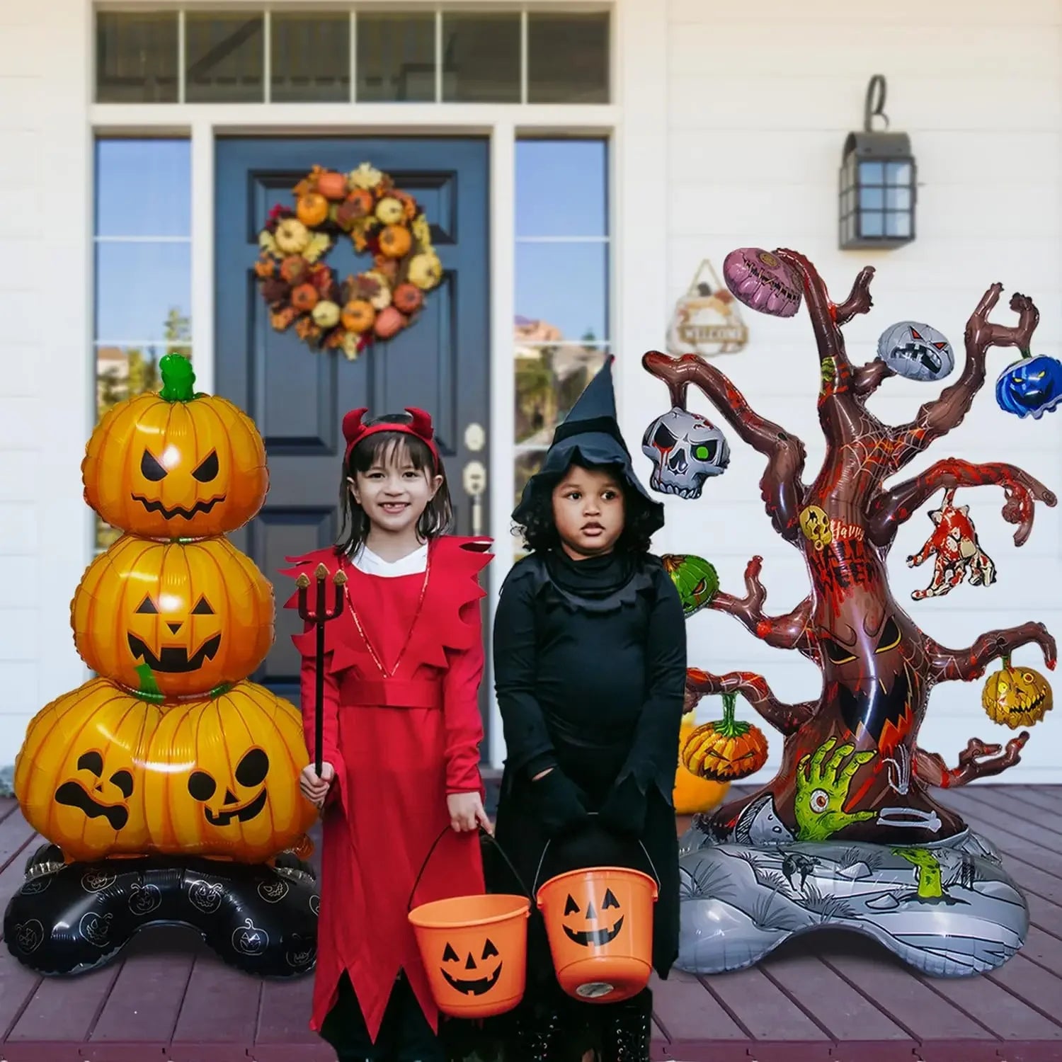Inflatable Halloween Pumpkin Tree Foil Balloon Giant 5ft Standing