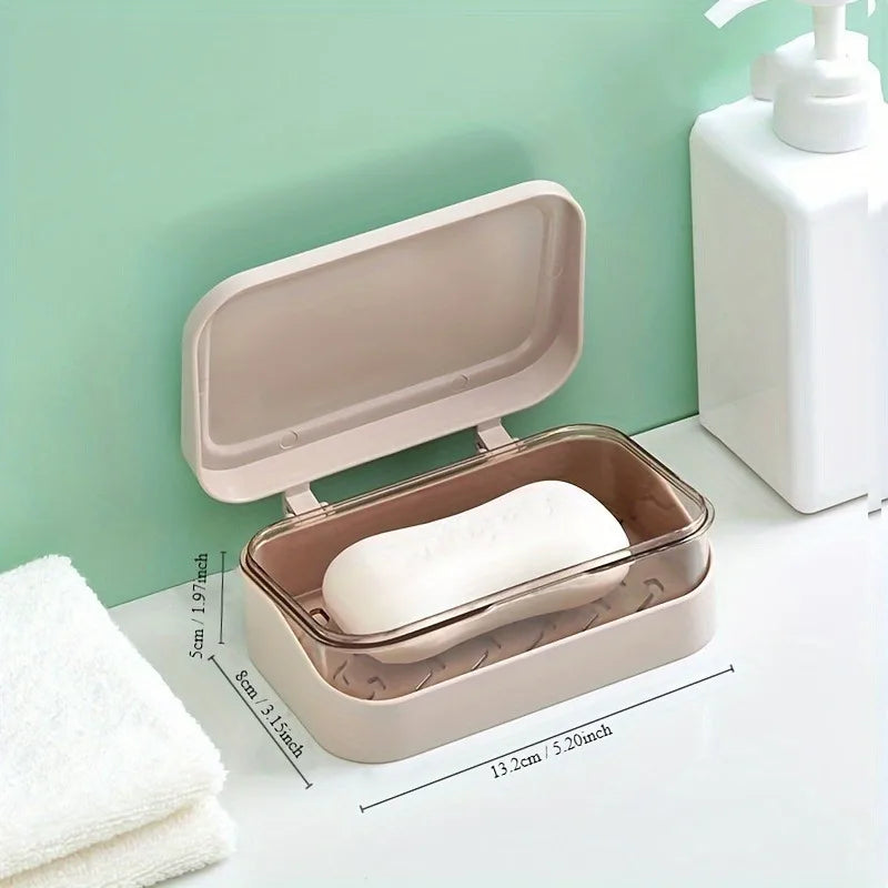 Versatile Soap Storage Container Lid Draining Rack Great Bathroom