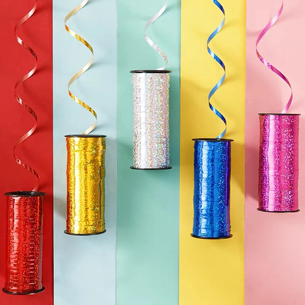 100Yards/Roll Glitter Curling Ribbons Balloon Ribbons Gift Wrap Ribbons for Crafts Christmas Birthday Wedding Party Decoration Zpaxo