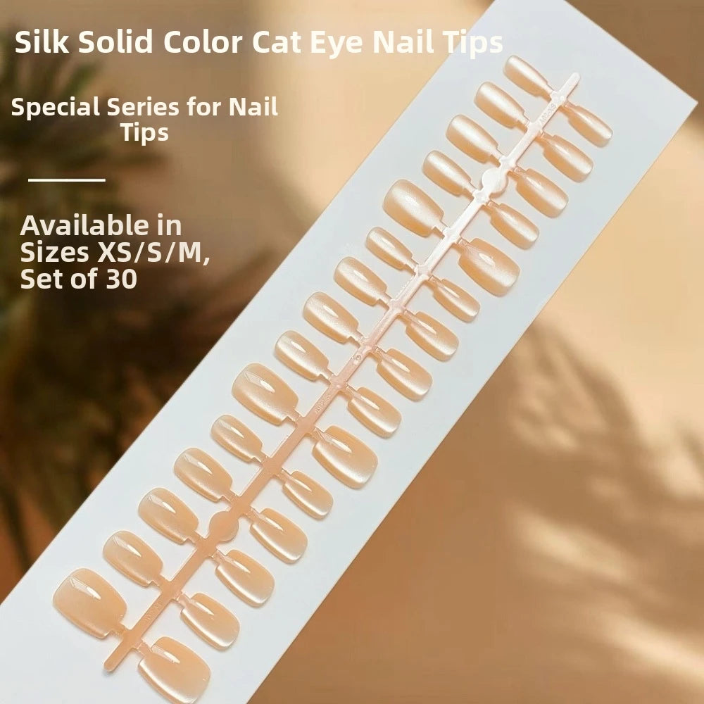 30Pcs New Cat's Eye Press On Nails Medium Short Full Cover Nail Tips Handmade Removable Press On Fake Nails for Daily Wear Zpaxo