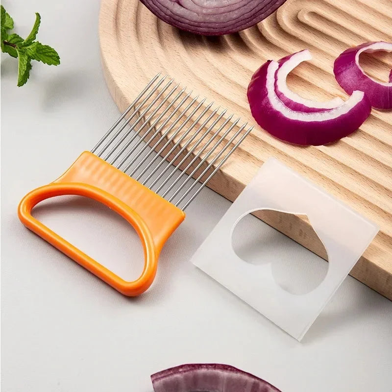 Stainless Steel Onion Holder Slicer Fork – Safe Veggie Cutter