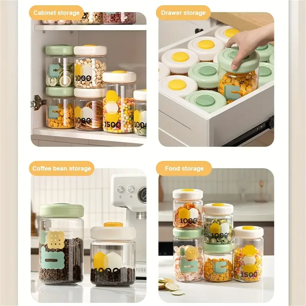 Vacuum Containers Food Storage Button Control Sealed Can Flour Sugar Zpaxo