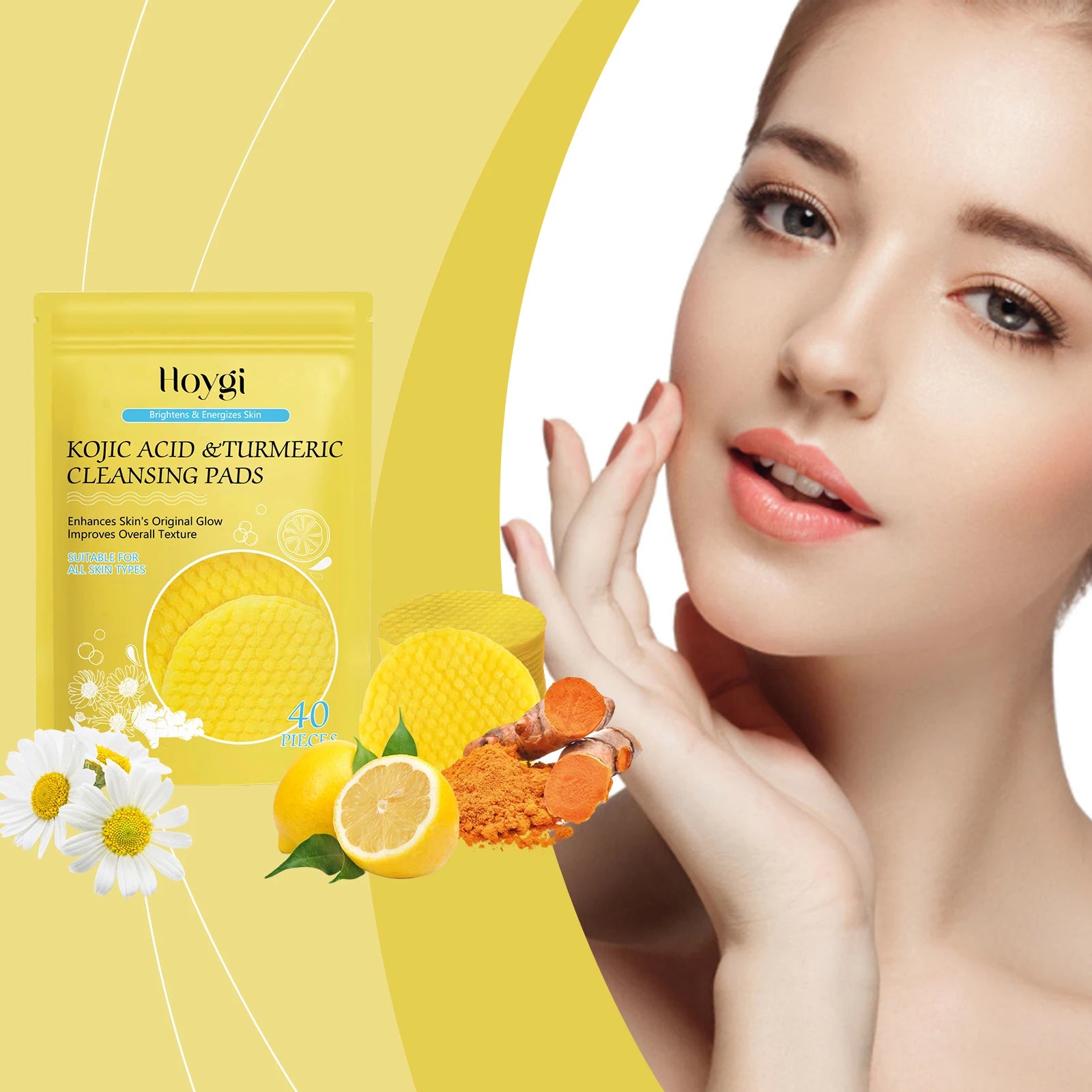 Turmeric Kojic Acid Cleansing Pads – Exfoliator & Pore Cleanser Facial Cleansing Pads Zpaxo