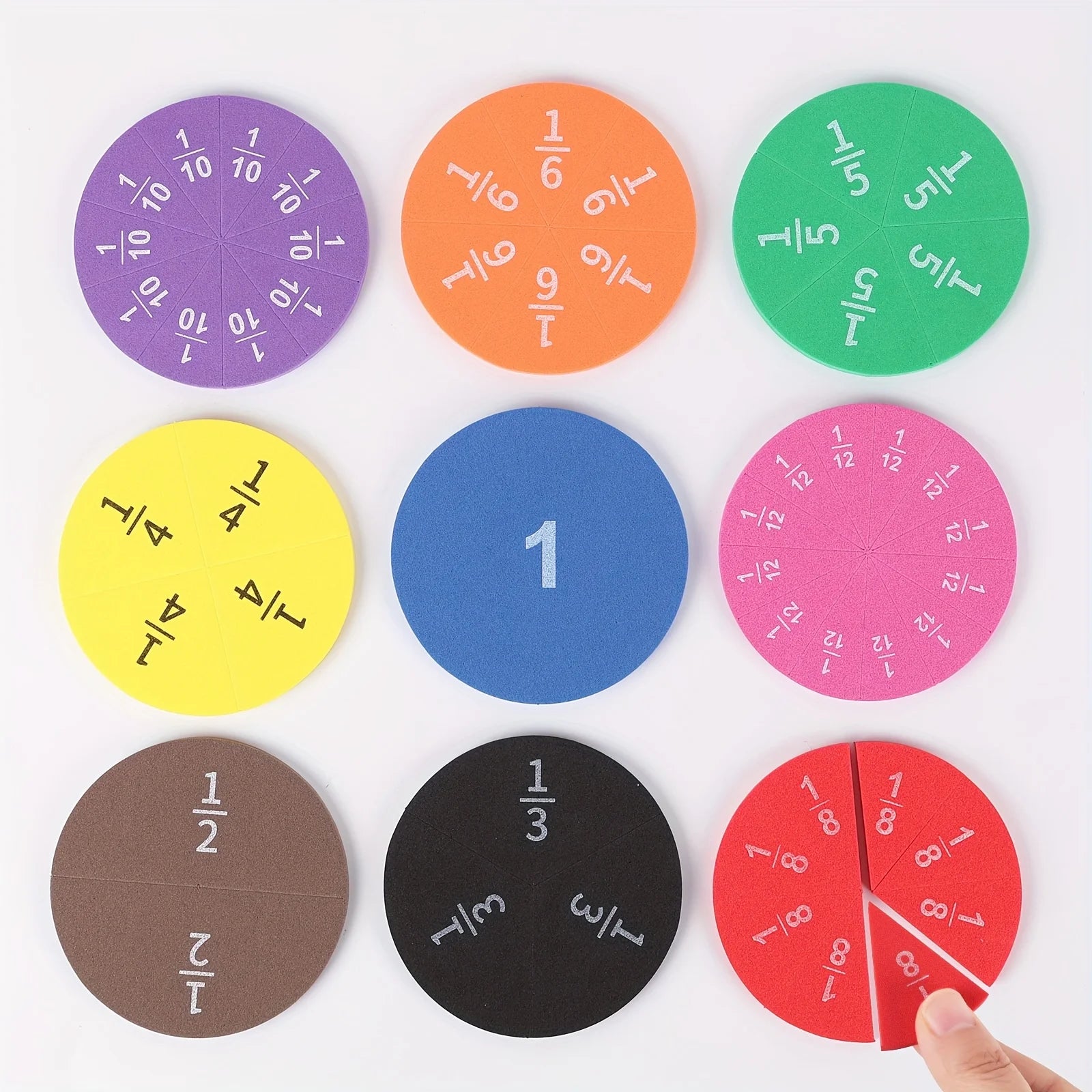 Interactive Fraction Circles Unit Fraction Manipulatives Rainbow Circle Math Fraction Games Montessori Math Toy For Children Kid Zpaxo 9pcs