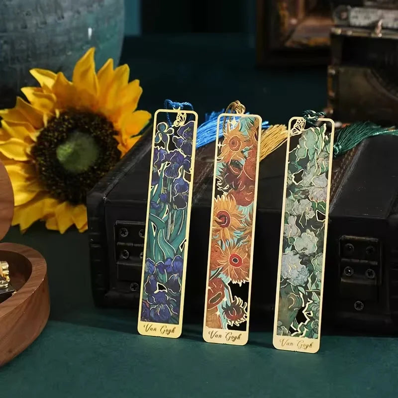 Van Gogh Oil Painting Metal Bookmarks Hollow Out Classical Creative Zpaxo