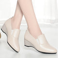 Single Shoes Women's Leather Waterproof Platform Work Comfortable Zpaxo BNQ3876 White 41 China Mainland