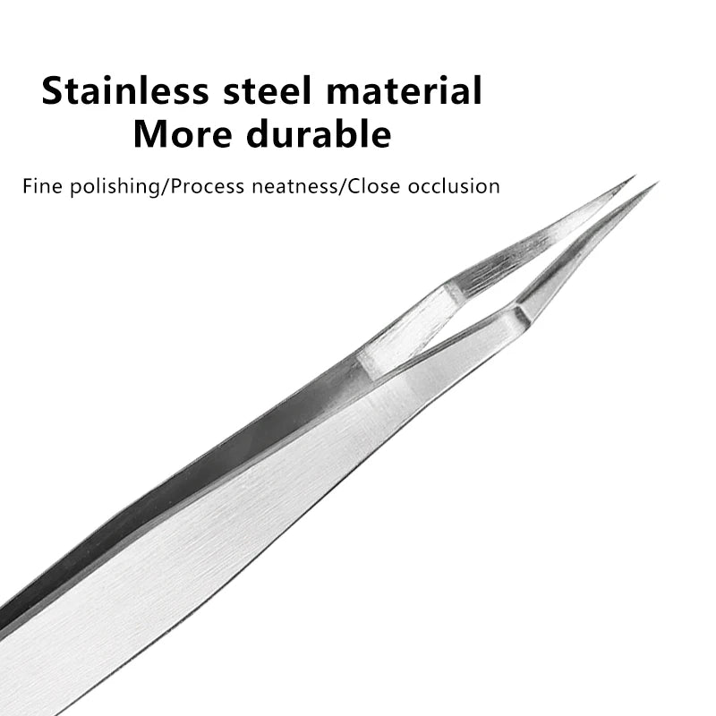 New Silver Gold Lash Extension Tweezers Anti Slip Stainless Steel Curved Tip Tweezers High Precision Nail Art Makeup Beauty Tool Zpaxo