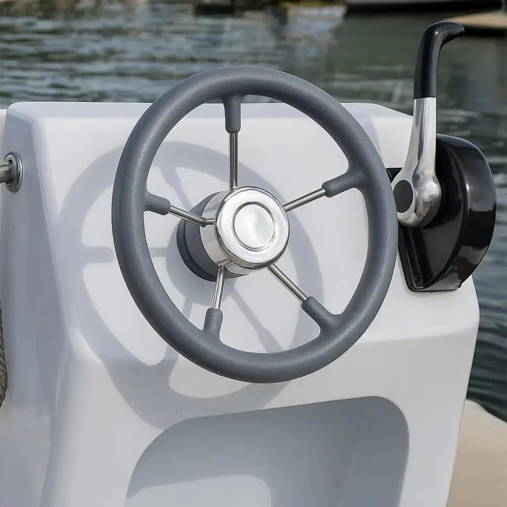 Stainless Steel Boat Steering Wheel 5-Spoke Design Polished Marine Steering Wheel Anti-Skid Black Foam Grip Yacht Accessories Zpaxo
