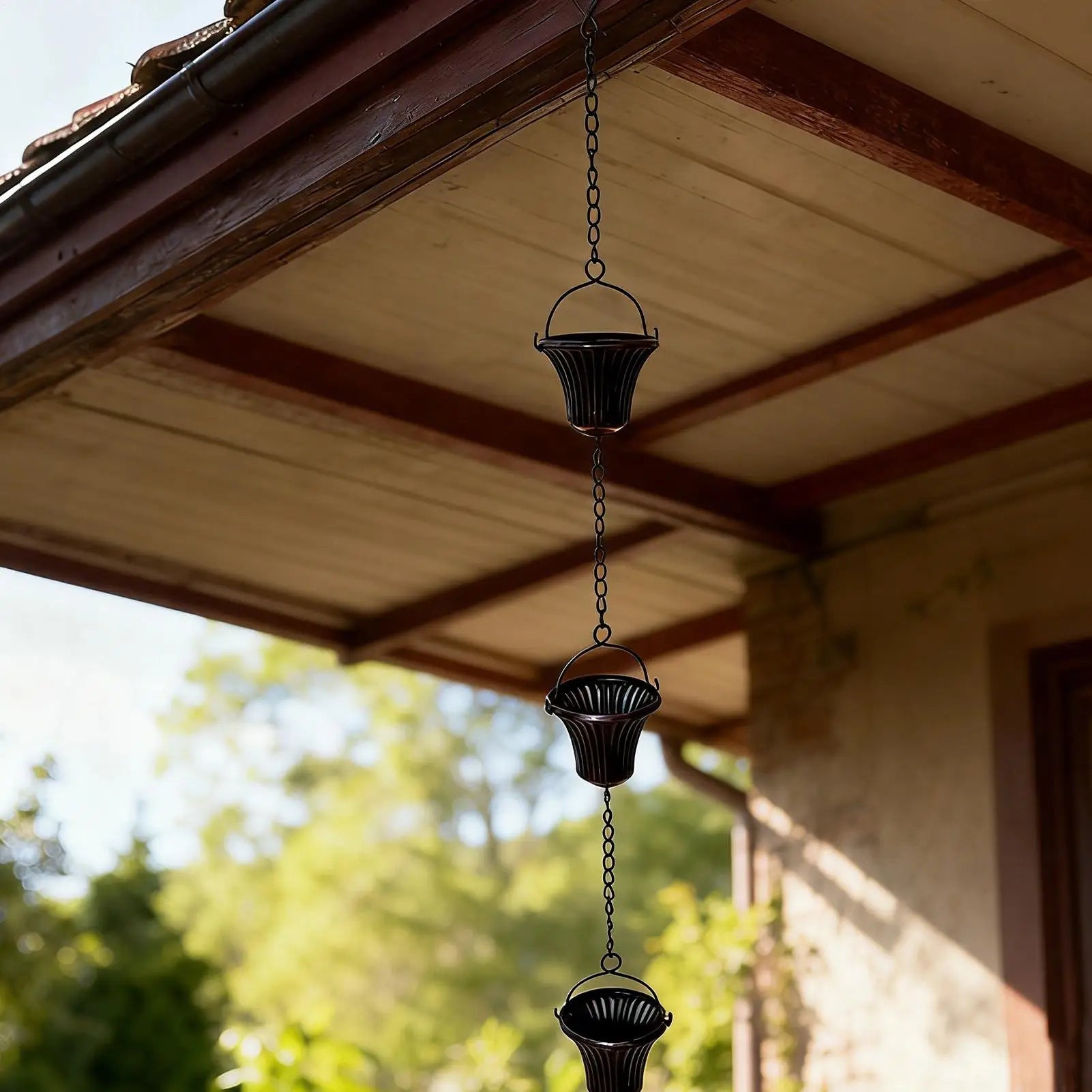 Rain Catcher Chain 3.8m Modern Metal Accessories Gutter Rain Drip Chains with 12 Cups for Garden Backyard Courtyard Farmhouse Zpaxo