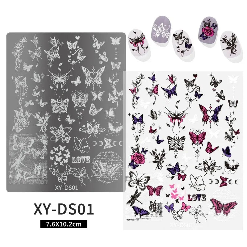 Lace Castle Nail Stamping Plates Ghost Skull Moon Star Butterfly