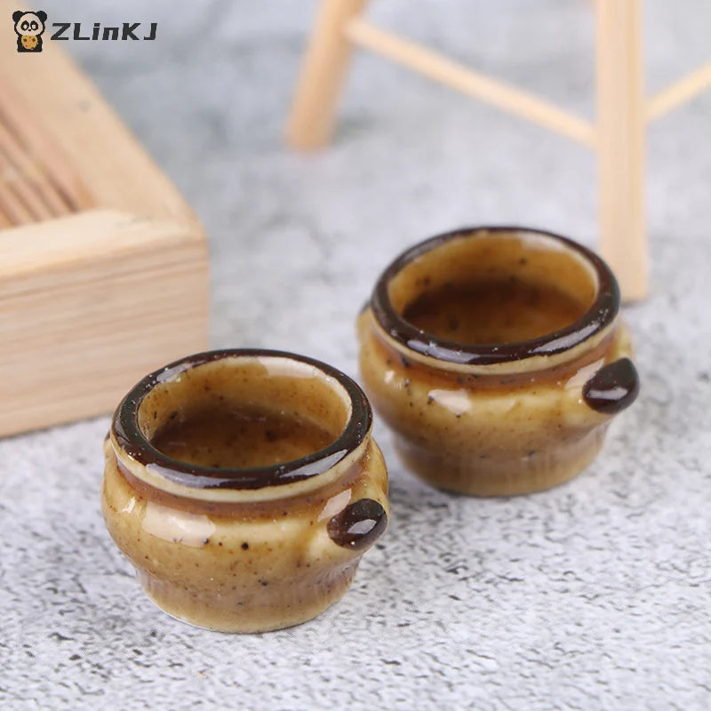 ▶1Pc 1:12 Dollhouse Ceramics Pot Bowl Tableware Vegetable Bowl Soup Bowl Kitchen Toy Zpaxo