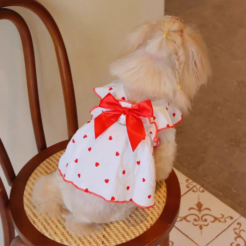 Pet dresses accessories clothes for spring and summer dogs cats teddy bears Pomeranians plush toys cat hearts all cotton fabric Zpaxo