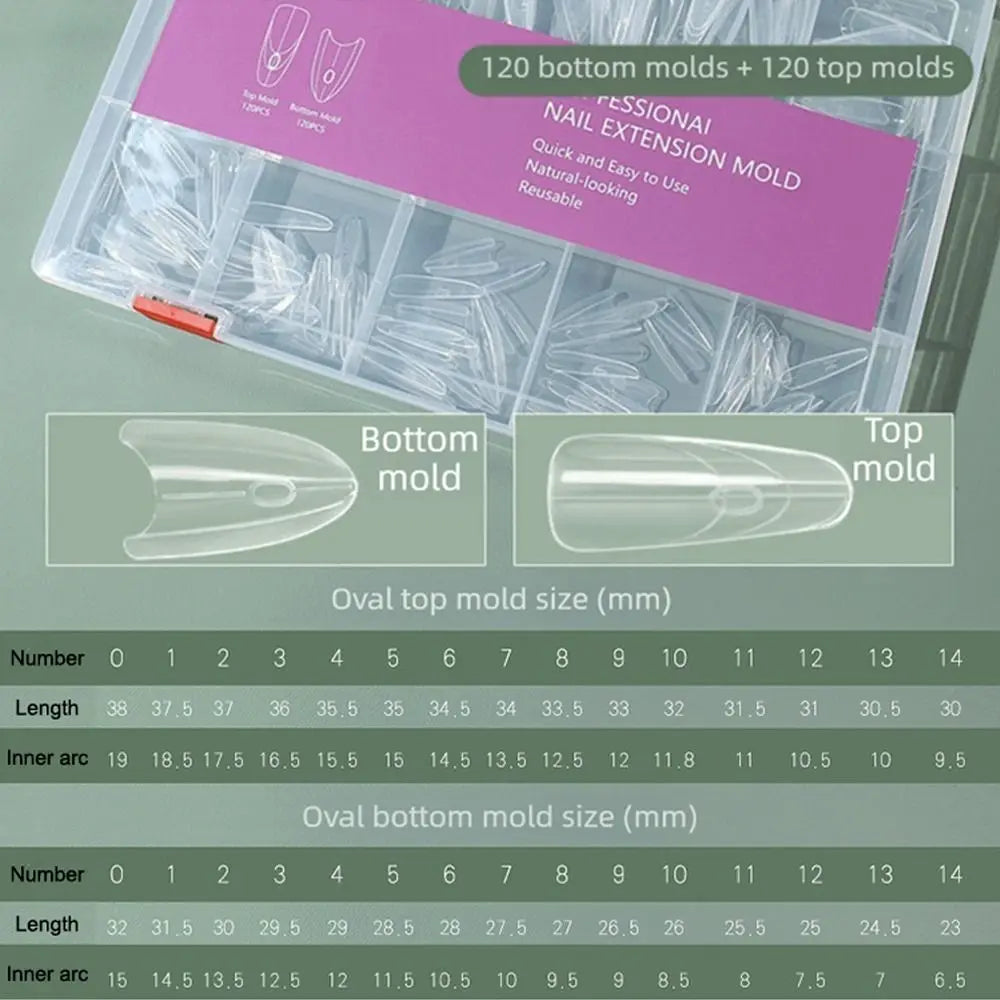 Clear Nail Sandwich Dual Forms Art 15 Shapes Extension Gel Builder Zpaxo