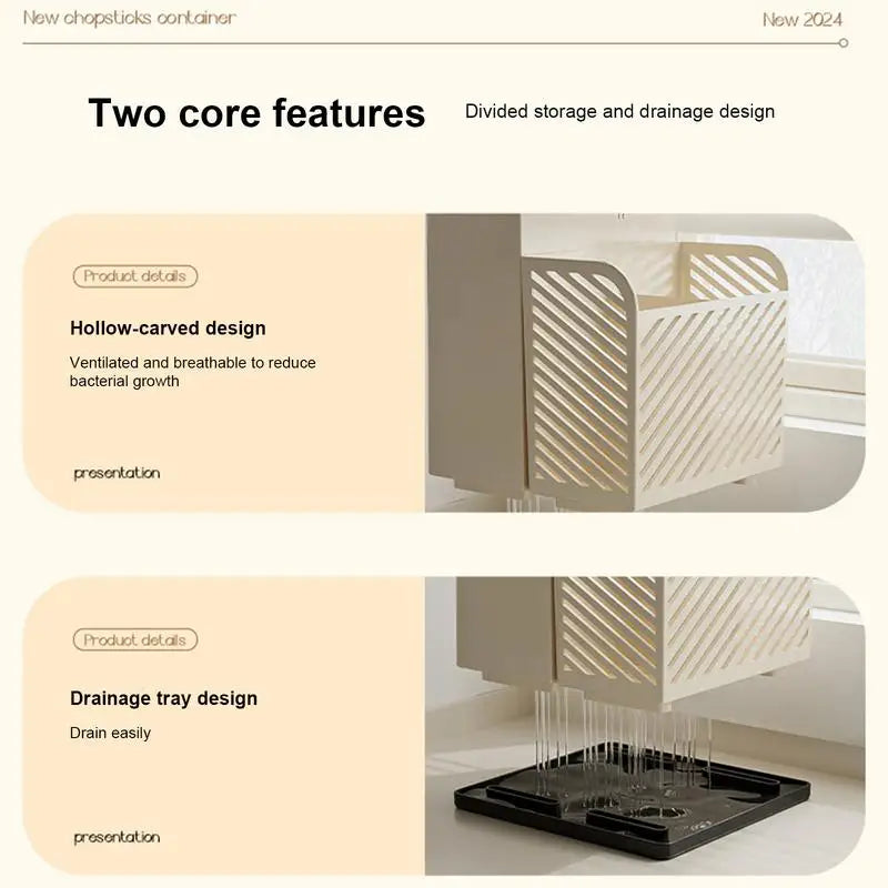 Kitchen Countertop Cutlery Holder Kitchen Utensil Organizer Rack Knife Holder Fork Spoon Chopsticks Tube With Drain Zpaxo