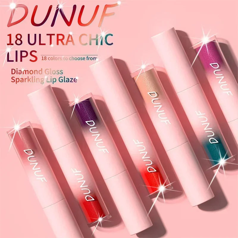 Waterproof Diamond Shimmer Glitter Lip Gloss 18 Colors Matte Glitter Liquid Lipstick Diamond Pearl Colour Lip Gloss Sexy Make Up Zpaxo