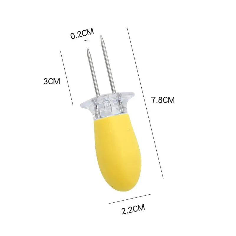 1Pair BBQ Corn Grilling Forks Stainless Steel BBQ Skewers For Corn Fruit Picnic Camping Kitchen Tools Corn Cob Holder BBQ Tools Zpaxo