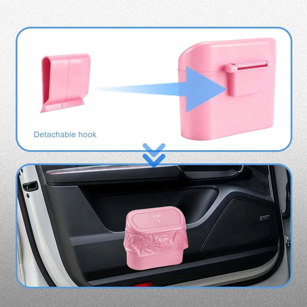 Car Small Trash Can Lid Leakproof Mini Garbage Waterproof Push Button