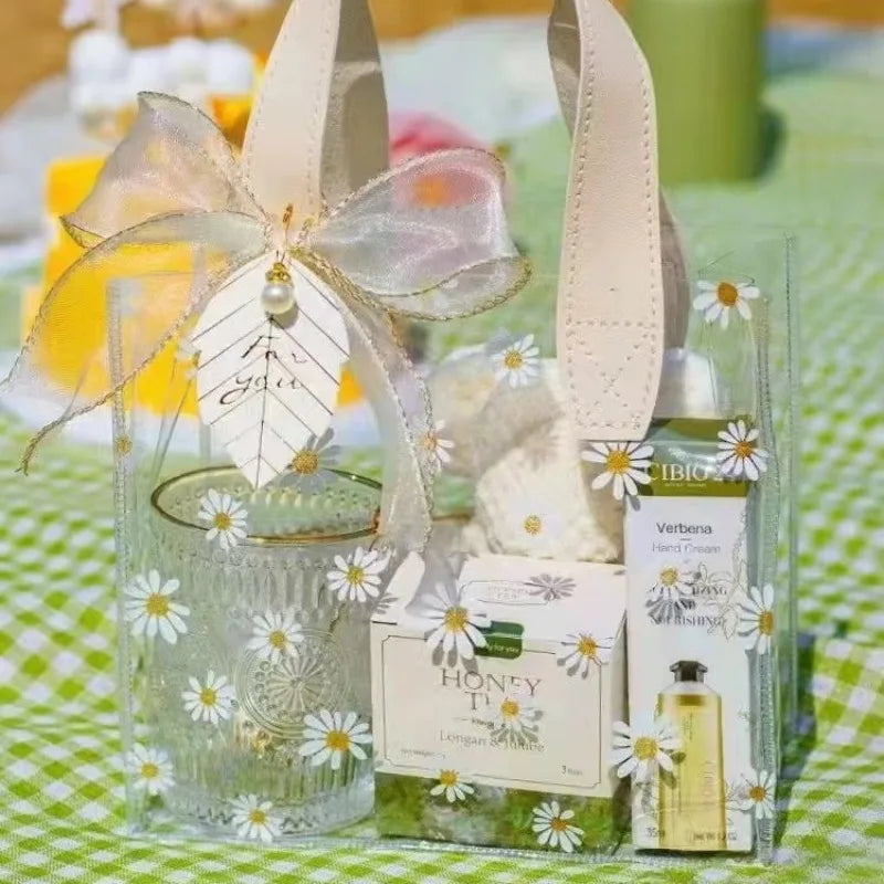 Clear Daisy PVC Tote Bag Women Premium Birthday Box Elegant